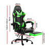 Artiss Office Chair Gaming Chair Computer Chairs Recliner PU Leather Seat Armrest Footrest Black Green