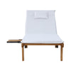 Gardeon Sun Lounge Wooden Lounger Outdoor Furniture Day Bed Wheel Patio White