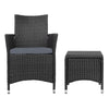 Gardeon 3pc Bistro Wicker Outdoor Furniture Set Black