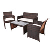 Gardeon Rattan Furniture Outdoor Lounge Setting Wicker Dining Set w/Storage Cover Brown