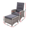 Sun lounge Recliner Chair Wicker Lounger Sofa Day Bed Outdoor Furniture Patio Garden Cushion Ottoman Grey Gardeon