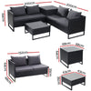 Gardeon Outdoor Sofa Furniture Garden Couch Lounge Set Wicker Table Chair Black