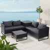 Gardeon Outdoor Sofa Furniture Garden Couch Lounge Set Wicker Table Chair Black