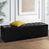 Artiss Storage Ottoman Blanket Box Black LARGE Leather Rest Chest Toy Foot Stool