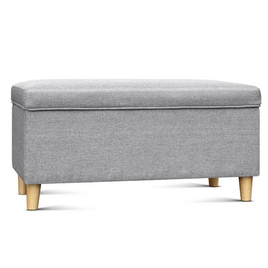 Artiss Storage Ottoman Blanket Box Linen Foot Stool Rest Chest Couch Grey