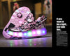 SHOP FU Kids Roller Skate Shoes With Rechargeable Light Flashing Sneakers with Two Wheels Trainers