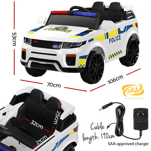 Rigo Kids Ride On Car Electric Patrol Police Toy Cars Remote Control 12V White