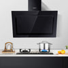 DEVANTI Rangehood 900mm Black Angled Side Draft Range Hood Canopy Glass 90cm