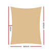 Instahut Shade Sail Cloth Rectangle Shadesail Heavy Duty Sand Sun Canopy 5x6m
