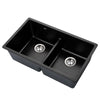 Cefito Stone Kitchen Sink 790X460MM Granite Under/Topmount Basin Double Bowl Black