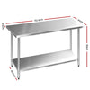 Cefito 610 x 1524mm Commercial Stainless Steel Kitchen Bench