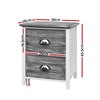 Artiss 2x Bedside Table Nightstands 2 Drawers Storage Cabinet Bedroom Side Grey