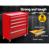 Giantz 5 Drawer Mechanic Tool Box Cabinet Storage Trolley - Red