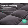 Giselle King Mattress Topper Pillowtop 1000GSM Charcoal Microfibre Bamboo Fibre Filling Protector