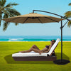 Instahut 3M Umbrella with 48x48cm Base Outdoor Umbrellas Cantilever Sun Beach Garden Patio Beige