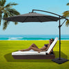 Instahut 3M Umbrella with 50x50cm Base Outdoor Umbrellas Cantilever Sun Stand UV Garden Charcoal