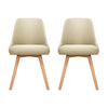 Artiss Set of 2 Replica Dining Chairs Beech Wooden Timber Chair Kitchen Fabric Beige