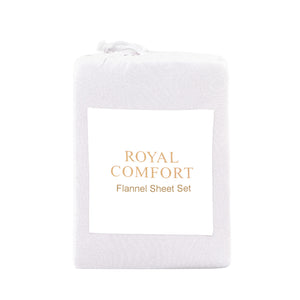 Royal Comfort Polar Fleece Flannel Sheet Set Ultra Soft Plush Cozy - Single - White
