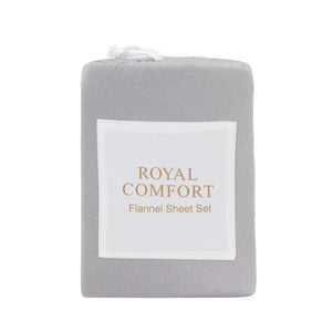 Royal Comfort Polar Fleece Flannel Sheet Set Ultra Soft Plush Cozy - Single - Grey