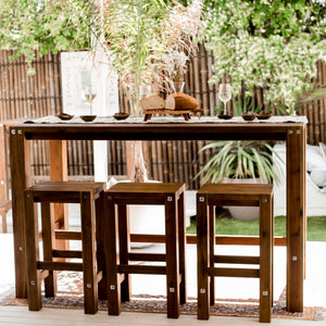 Sturdy bar table & stool set - Natural