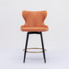 2x Swivel Bar Stools Tufted Counter Chairs with Stud Trim and Metal Base-Orange