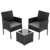3PC Outdoor Table and Chairs Set &#8211; Black