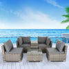 Outdoor Modular Lounge Sofa with Wicker End Table Set