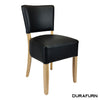 Memphis Club Chair - Black Dolaro Vinyl Seat and Backrest - Natural Frame