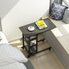 Side Table with Storage Shelves, Height Adjustable Sofa Couch Coffee End Table Bedside Table Laptop Desk with Wheels