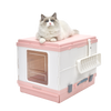 XL Portable Cat Toilet Litter Box Tray Foldable House with Handle and Scoop Pink