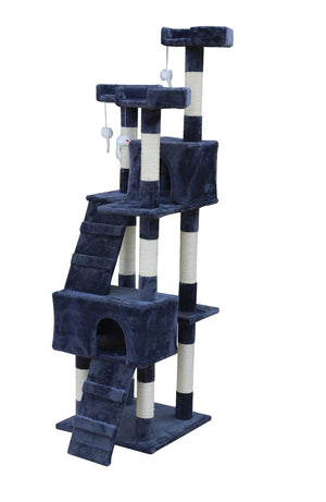 170cm Cat Scratching Post Tree Post House Tower with Ladder Furniture Grey