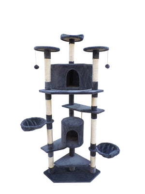200 cm Cat Scratching Post Tree Scratcher Corner Tower Furniture- Grey