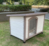 M Timber Pet Dog Kennel House Puppy Wooden Timber Cabin With Stripe White