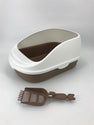 Large Portable Cat Toilet Litter Box Tray with Scoop Brown