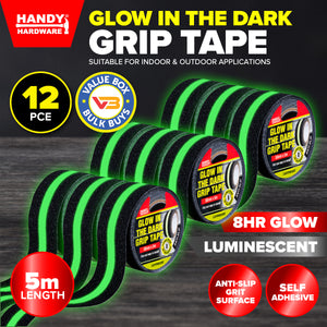 Handy Hardware 12PCE Grip Tape 8 Hour Glow In The Dark Grit Surface 5m
