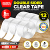 Handy Hardware 12PCE Double Sided Clear Tape Water Heat & Tear Resistant 5m