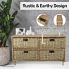 Home Master 4 Drawer Natural Seagrass Wooden Storage Chest Stylish 46cm
