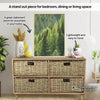 Home Master 4 Drawer Natural Seagrass Wooden Storage Chest Stylish 46cm