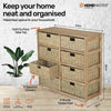 Home Master 8 Drawer Natural Seagrass Wooden Storage Chest Stylish 85cm