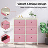 Home Master 6 Drawer Pine Wood Storage Chest Pink Fabric Baskets 70 x 80cm