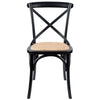 Aster Crossback Dining Chair Set of 6 Solid Birch Timber Wood Ratan Seat - Black