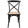 Aster Crossback Dining Chair Set of 8 Solid Birch Timber Wood Ratan Seat - Black