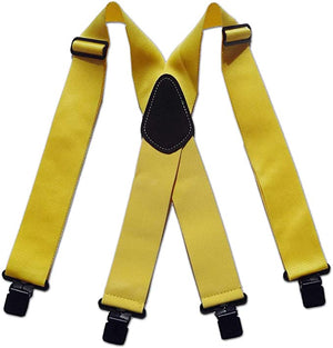 5 cm width Yellow Heavy Duty Work Tool Belt Suspenders with Strong Clips Adjustable X -Back Comfortable Braces for Men Women,Work Braces