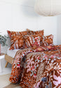 Floral Cotton Quilt Throw Bedspread Block Print Quilt Indian Quilt Comforter Duvet Cover Quilt Gift - Rust cherry monkey