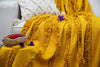 Bohemian Mustard Throw blanket handwoven throw sofa throw Moroccan blanket throw navy blanket sofa boho decor mothers day gift
