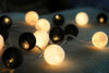 1 Set of 20 LED Black White 5cm Cotton Ball Battery Powered String Lights Xmas Gift Home Wedding Party Bedroom Decoration Outdoor Indoor Table Centrepiece