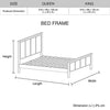 Queen Size Bed Frame with Solid Acacia Wood Veneered Construction in White Ash Colour