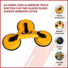 2x 150kg Load Aluminum Triple Suction Cup Pad Glazer Glass Sucker Remover Lifter