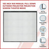 100 Inch 16:9 Manual Pull Down Outdoor Projector Projection Screen Theater Movie