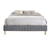 Aries Contemporary Platform Bed Base Fabric Frame with Timber Slat Queen in Light Grey